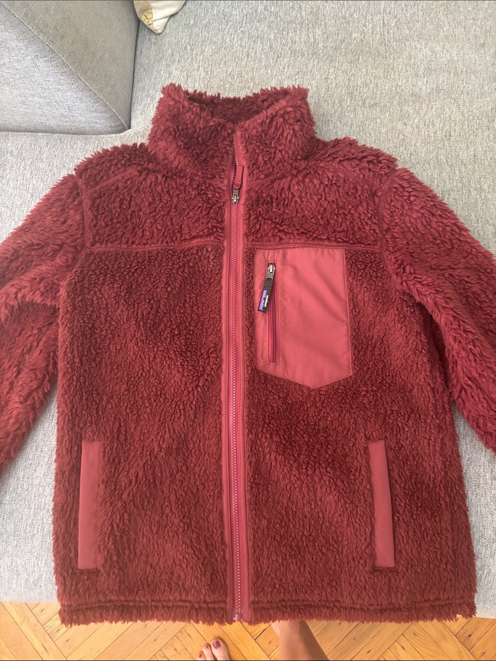 Patagonia Rust Red Sherpa Fleece Zip Jacket